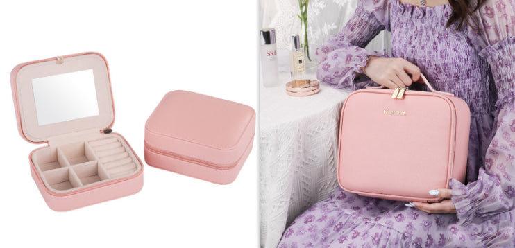 Smart LED Cosmetic Case With Mirror Cosmetic Bag Portable Storage Bag Travel Makeup Bags